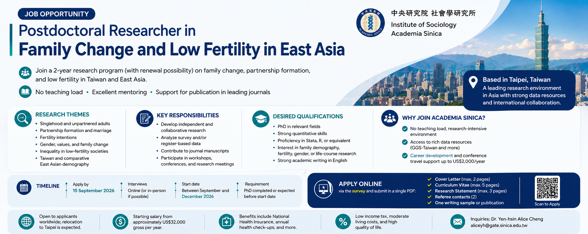 Position Announcement  Postdoctoral Researcher in Family Change and Low Fertility in East Asia